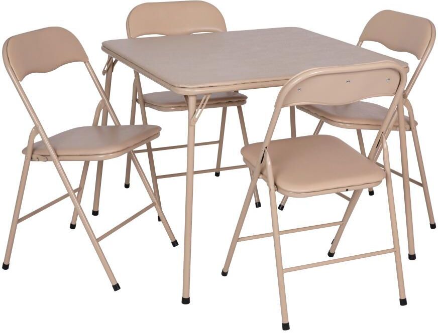 Emma+oliver 5 Piece Folding Card Table And Chair Set - Tan