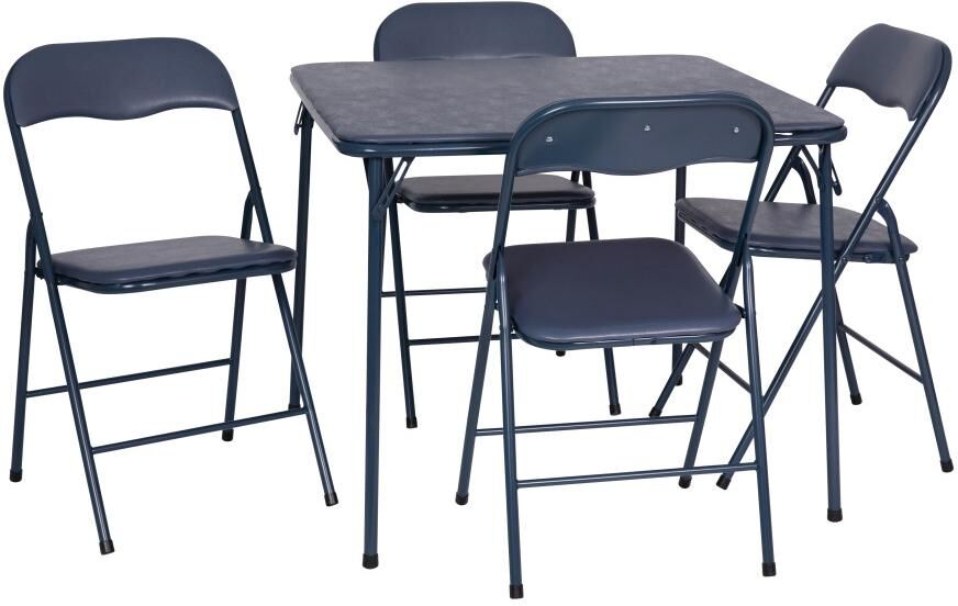 Emma+oliver 5 Piece Folding Card Table And Chair Set - Navy