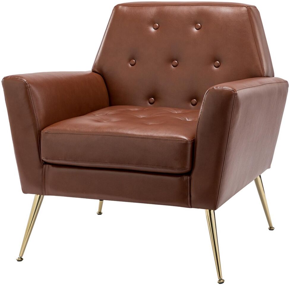 Hulala Home Modern Faux Leather Accent Chair for Living Room Bedroom - Brown