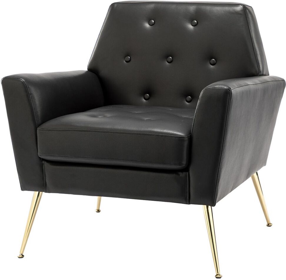 Hulala Home Modern Faux Leather Accent Chair for Living Room Bedroom - Black