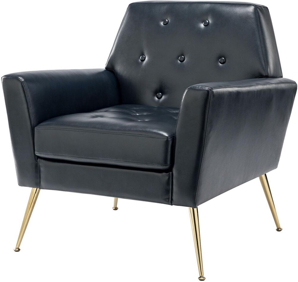 Hulala Home Modern Faux Leather Accent Chair for Living Room Bedroom - Navy