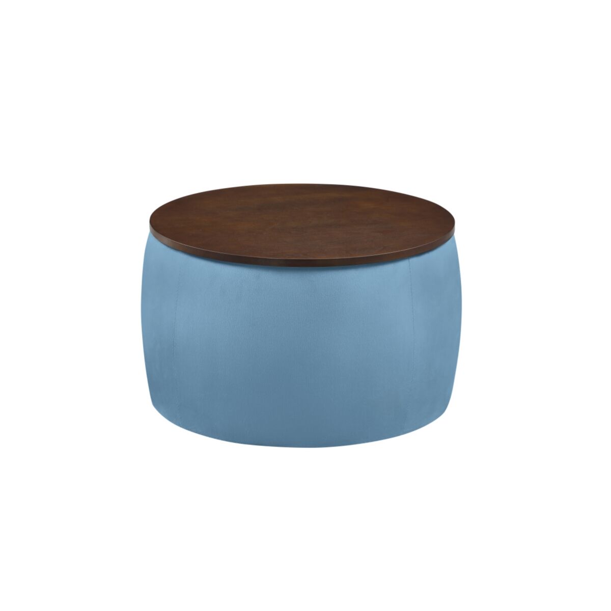 Simplie Fun Round Ottoman Set with Storage, 2 in 1 combination, Round Coffee Table, Square Footrest Footstool for Living Room Bedroom Entryway Office - Blue