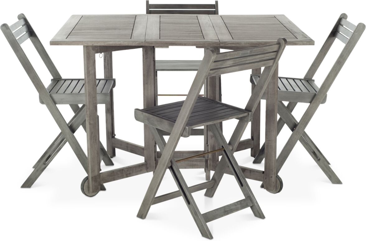 Safavieh Kinsie Outdoor 5-Pc. Dining Set (1 Dining Table & 4 Chairs) - Grey