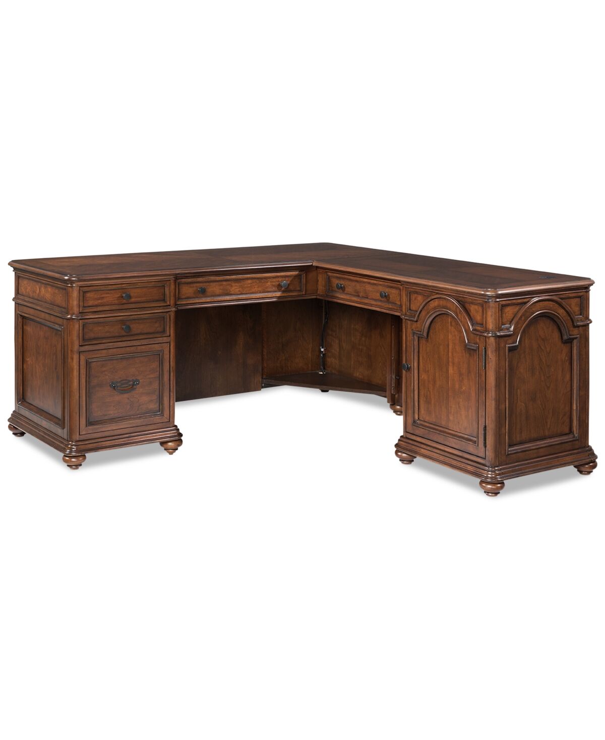 Furniture Clinton Hill Cherry Home Office L-Shaped Desk - Cherry