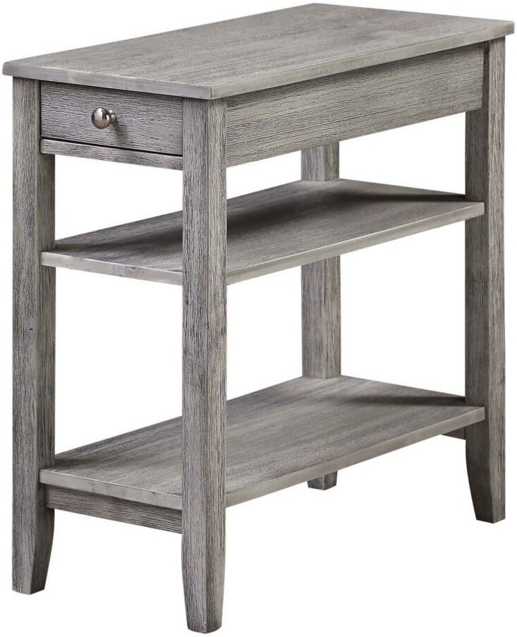 Convenience Concepts American Heritage 1 Drawer Chairside End Table with Shelves - Gray