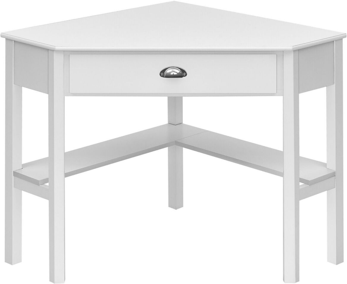 Costway Corner Computer Desk Laptop Writing Table Wood Workstation - White