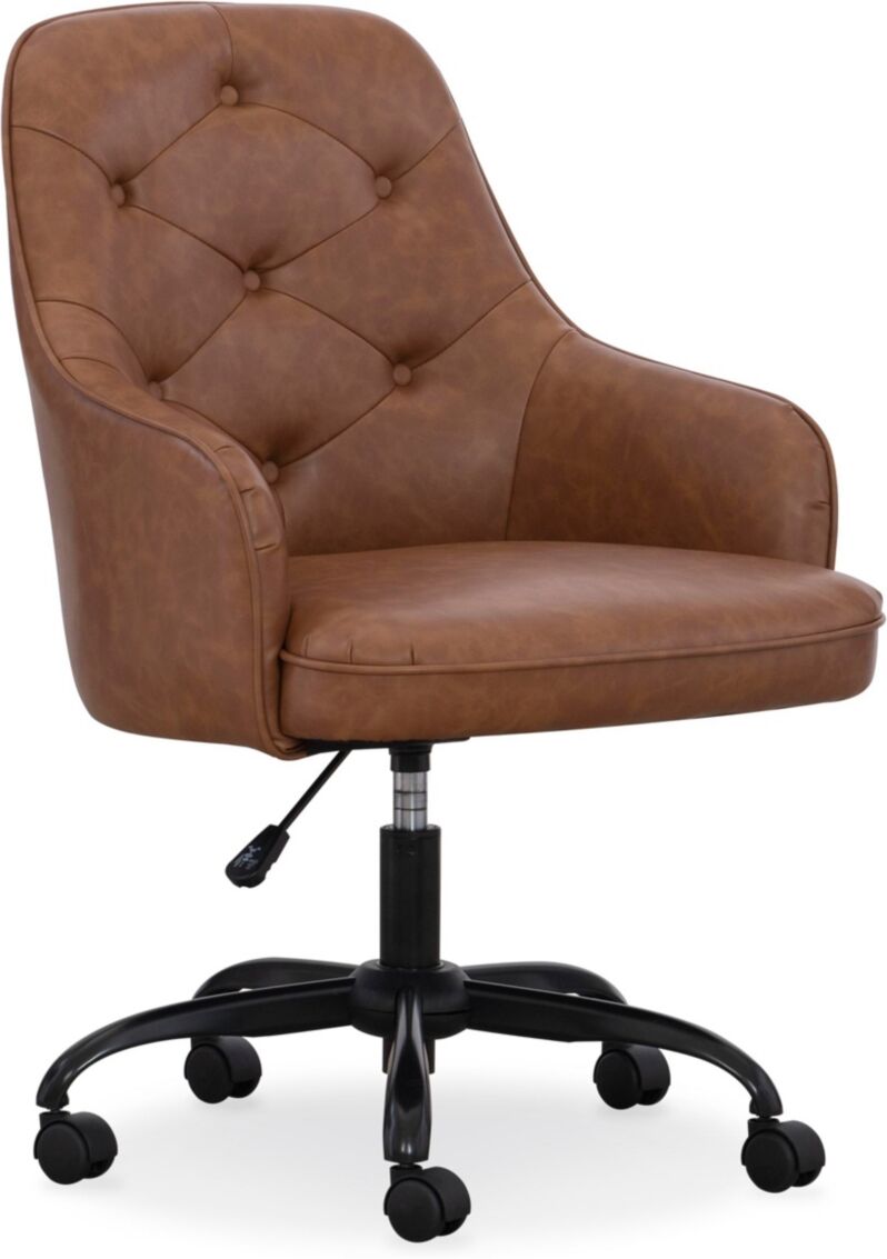 Home Furniture Outfitters Sawyer Cognac Tufted Task Chair - Cognac