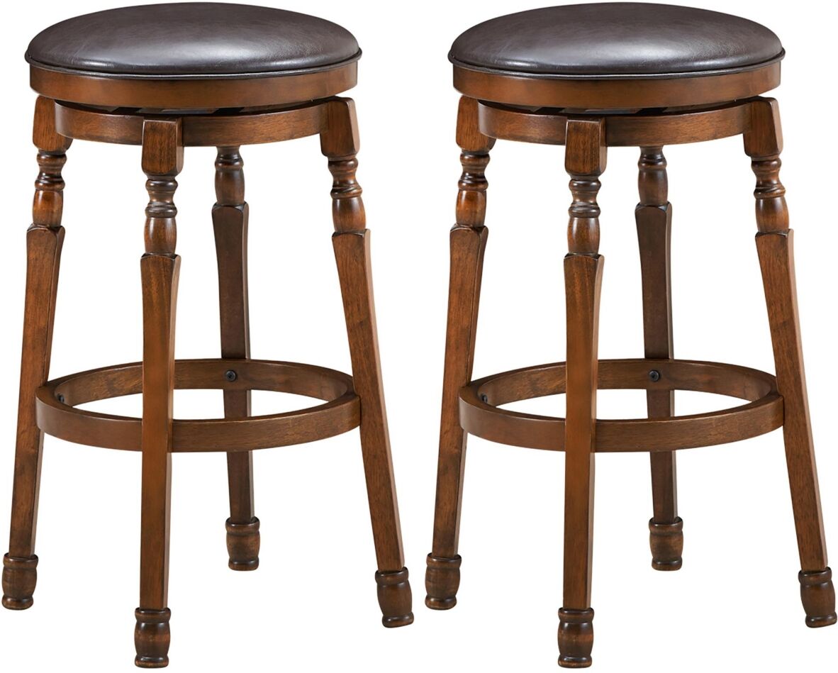 Costway Set of 2 29'' Swivel Bar Stool Leather Dining Kitchen Pub Chair - Brown