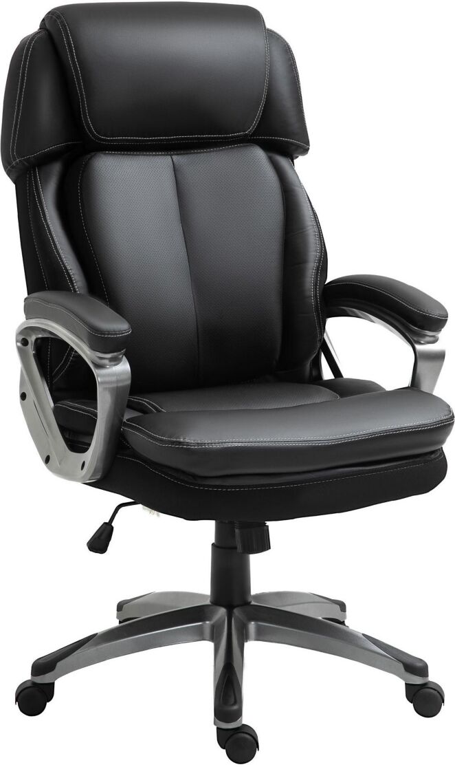 Vinsetto High Back Home Office Chair with Adjustable Height and Wheels, Black - Black