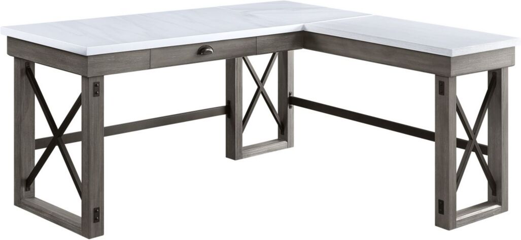 Simplie Fun Talmar Writing Desk w/Lift Top in Marble Top & Weathered Gray Finish Of - Grey