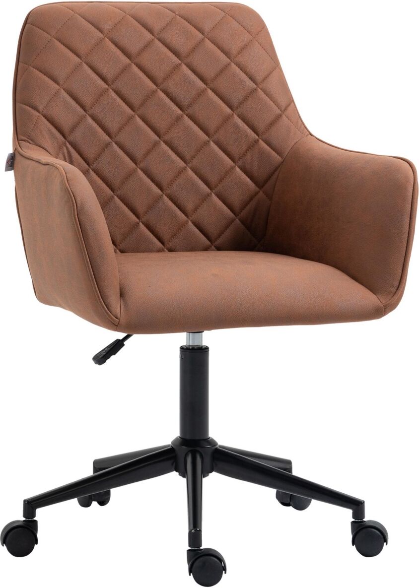 Vinsetto Office Chair w/Leather-Feel Fabric, Diamond Lines and Mid-back Armrests - Brown