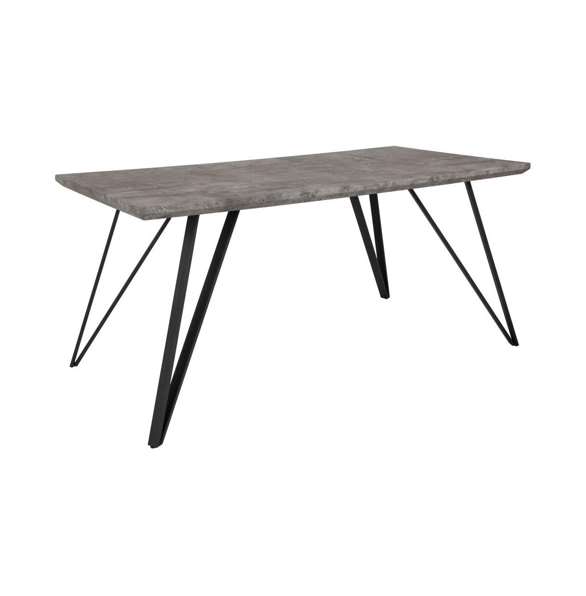 Merrick Lane Maya Rectangular Dining Table - Wood Finish Kitchen Table With Retro Hairpin Legs - Faux concrete