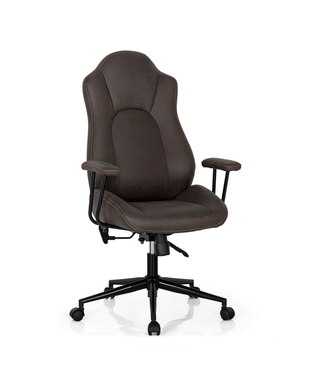 Slickblue High Adjustable Back Executive Office Chair with Armrest-Brown - Brown