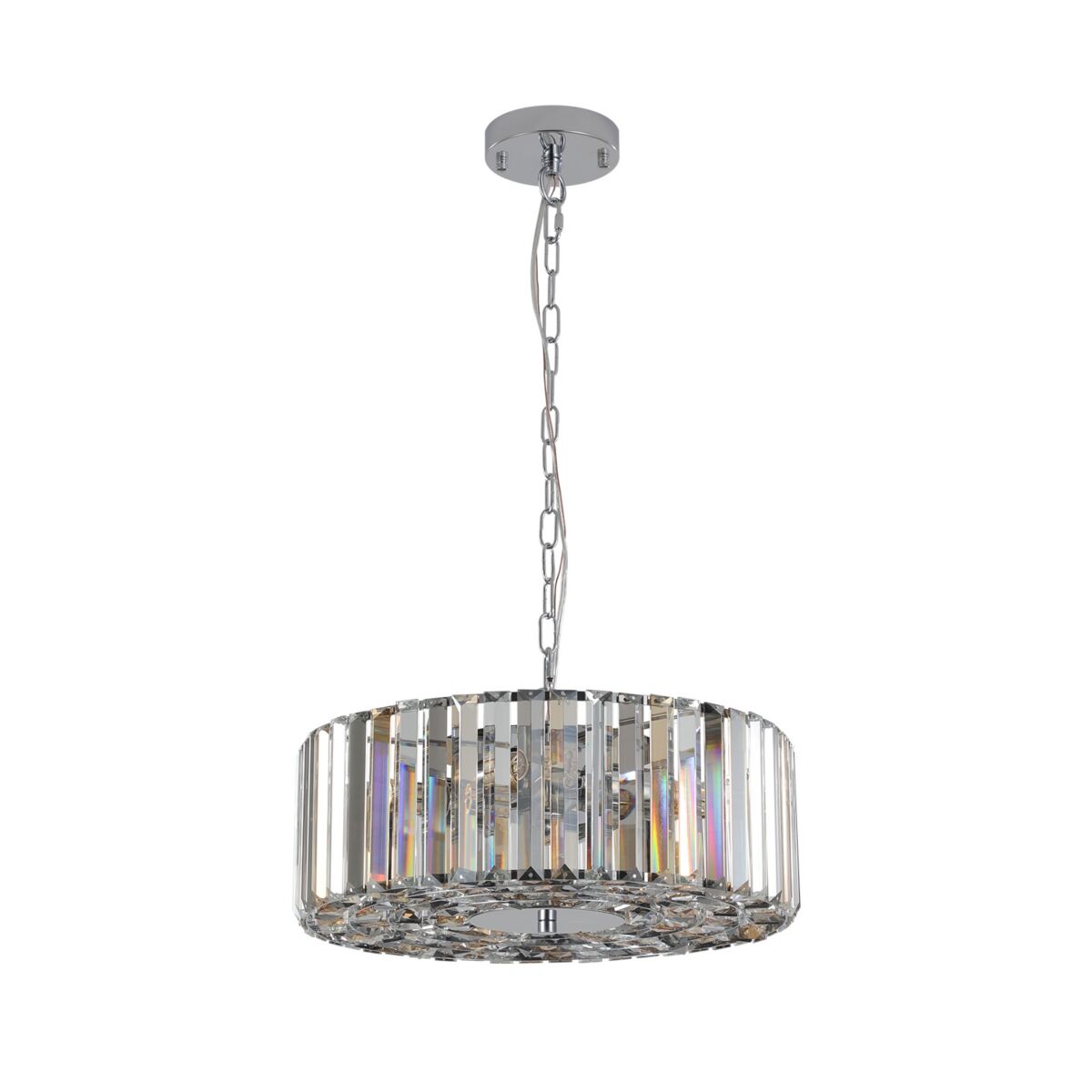 Simplie Fun Modern Crystal Chandelier for Living-Room Round Cristal Lamp Luxury Home Decor Light Fixture - Silver