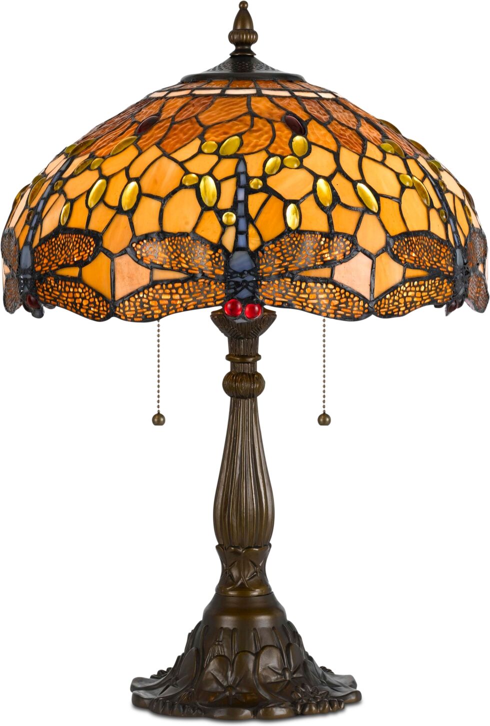 Cal Lighting 2-Light Tiffany Table Lamp - Antique Brass