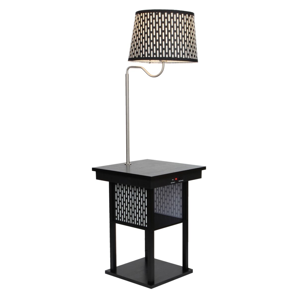 Brightech Madison Table & Led Lamp Combo with Usb Port and Outlet - Classic Black/Pattern