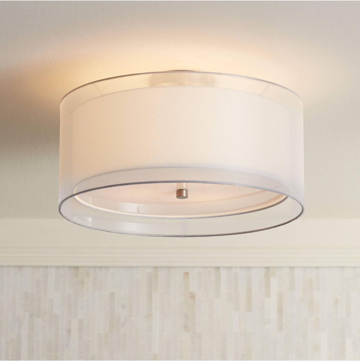 Possini Euro Design Modern Close To Ceiling Light Flush Mount Fixture Polished Nickel 18