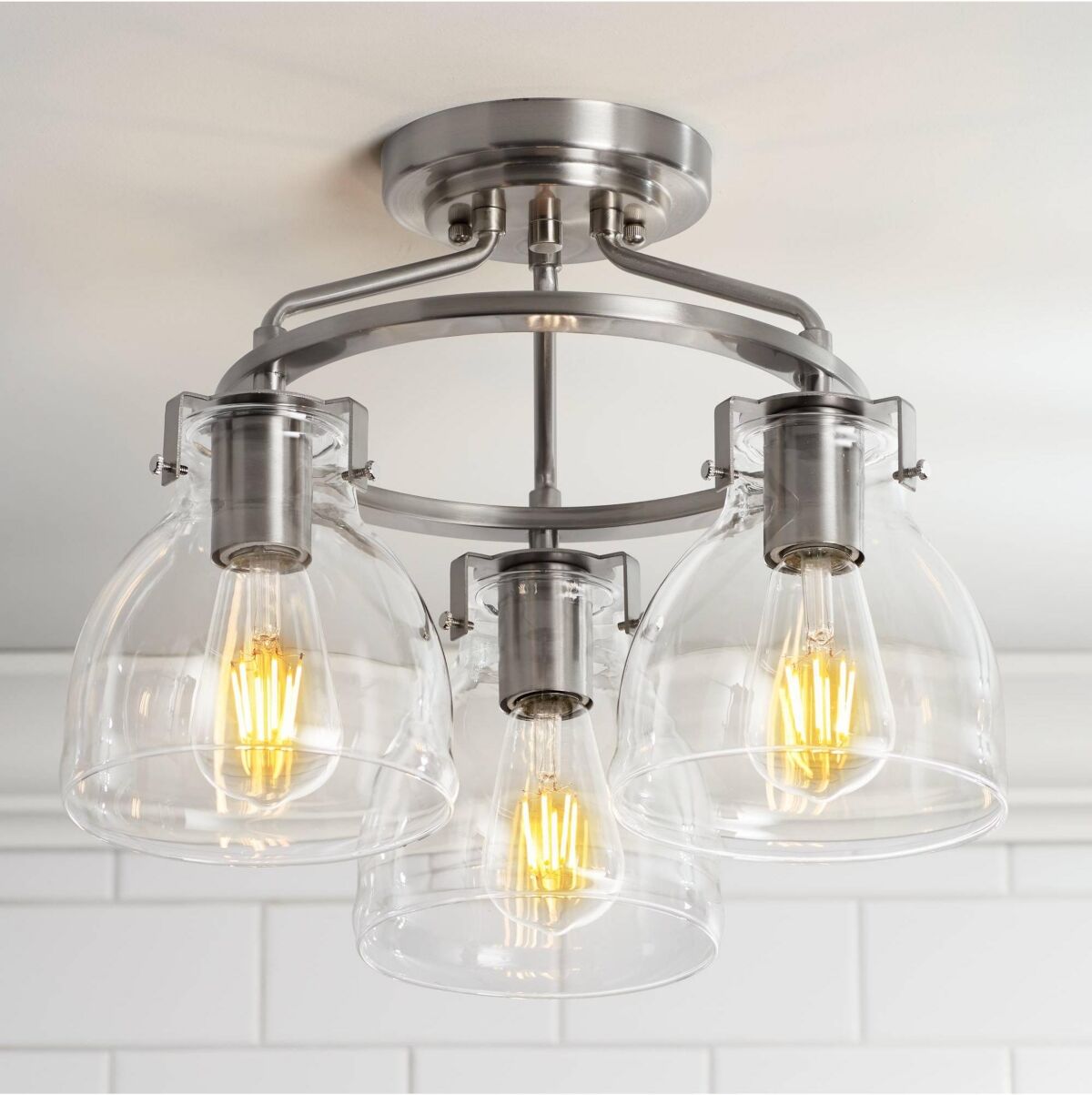 Possini Euro Design Bellis Modern Industrial Close To Ceiling Light Semi Flush Mount Fixture 14 1/2