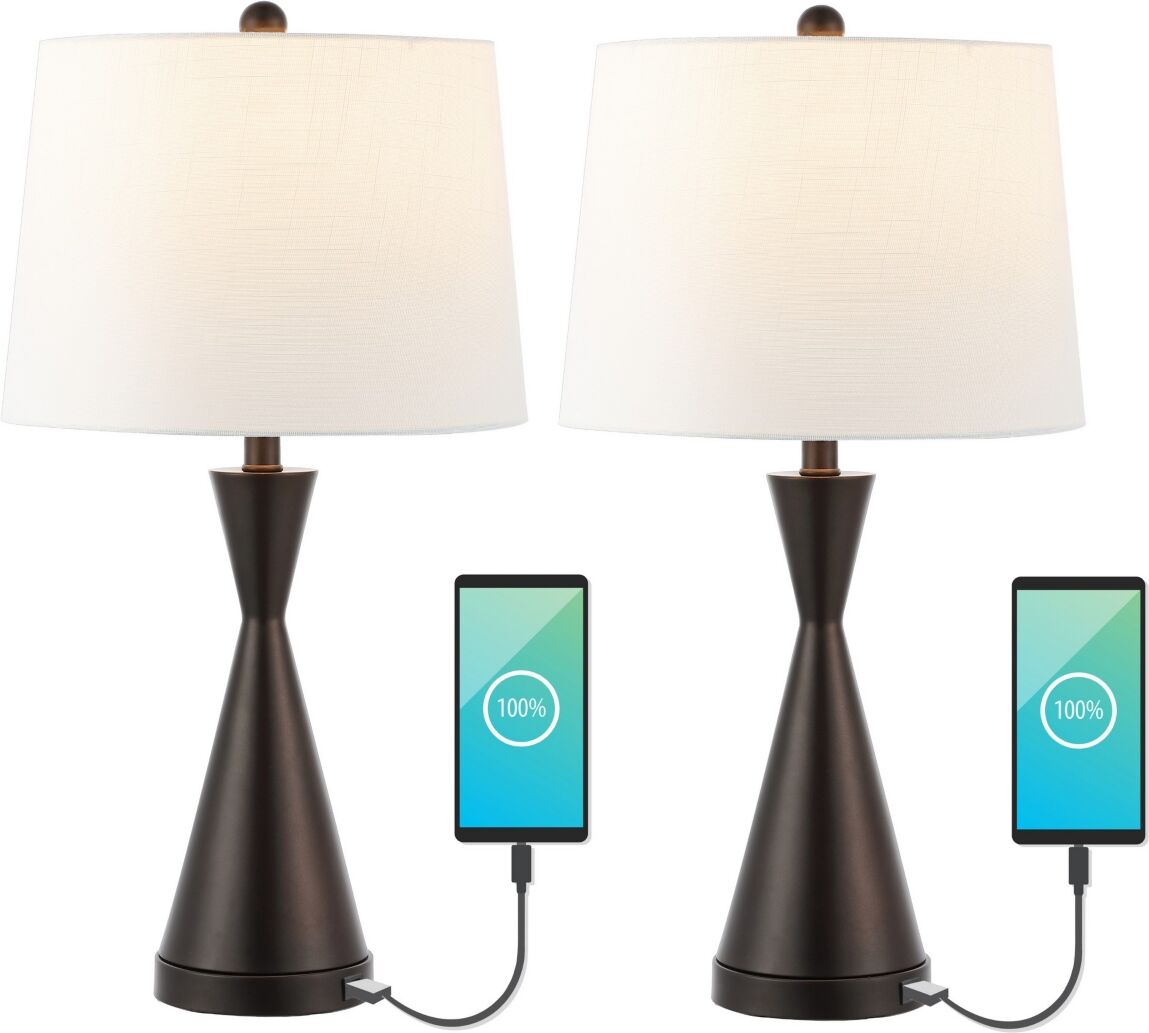 Jonathan Y Colton Classic French Country Iron Led Table Lamp with Usb Charging Port (Set of 2) - Oil rubbed bronze