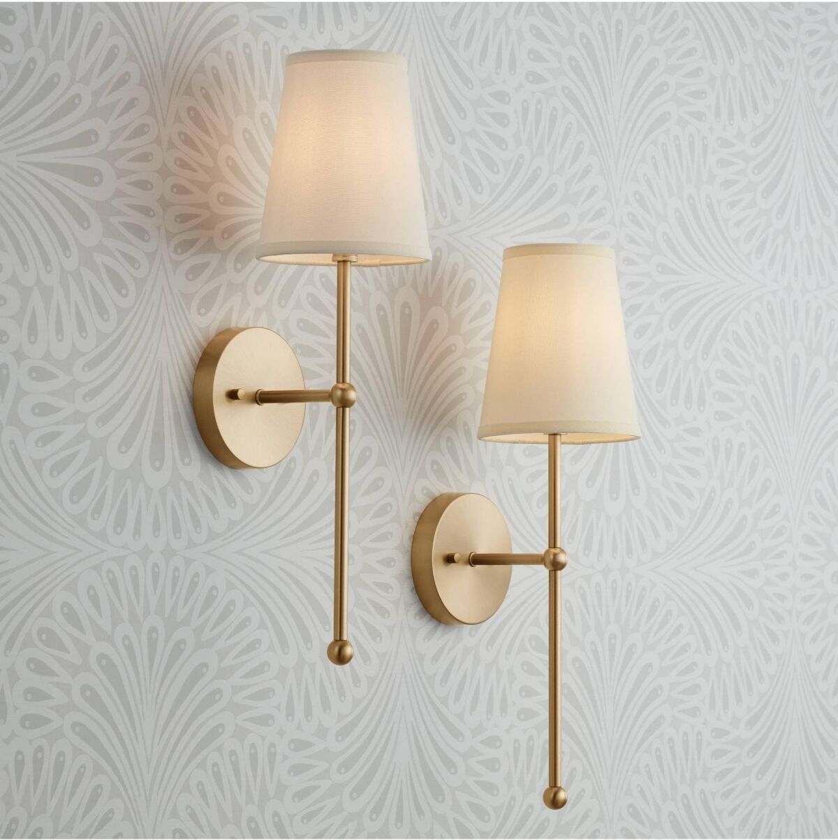 Possini Euro Design Elena Modern Wall Light Sconces Set of 2 Warm Brass Gold Metal Hardwired 6