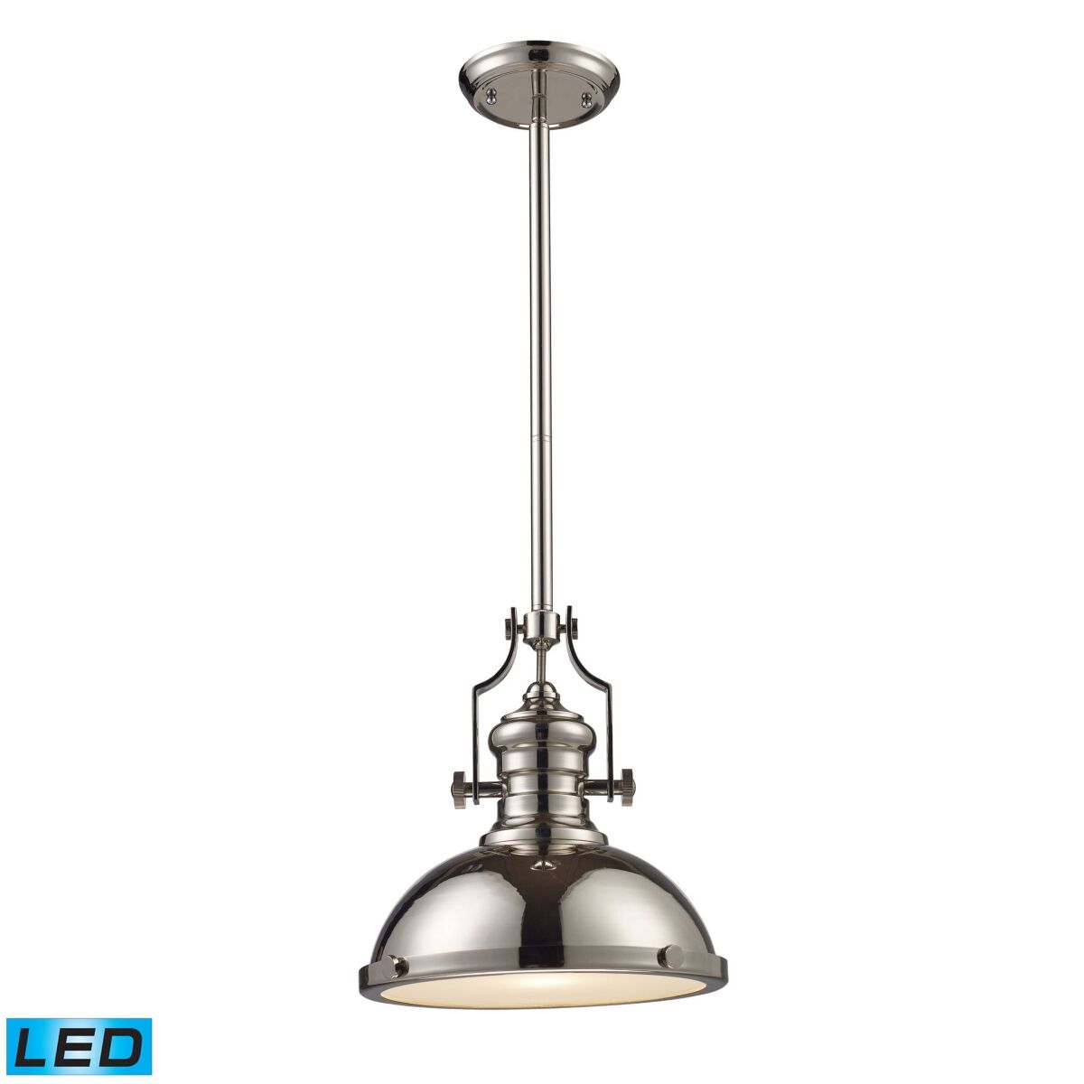 Macy's Chadwick 1-Light Pendant in Polished Nickel - Led Offering Up To 800 Lumens (60 Watt Equivalent) - Silver