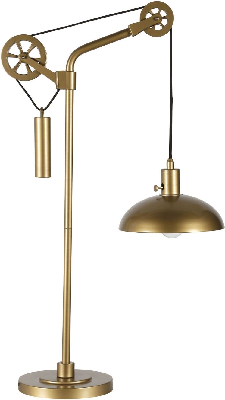 Hudson & Canal Neo Table Lamp with Spoke Wheel Pulley System - Brass