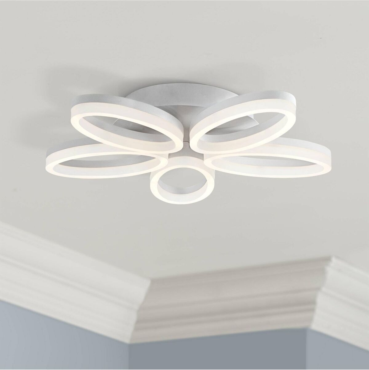 Possini Euro Design White Bloom Modern Ceiling Light Flush-Mount Fixture 21 1/2