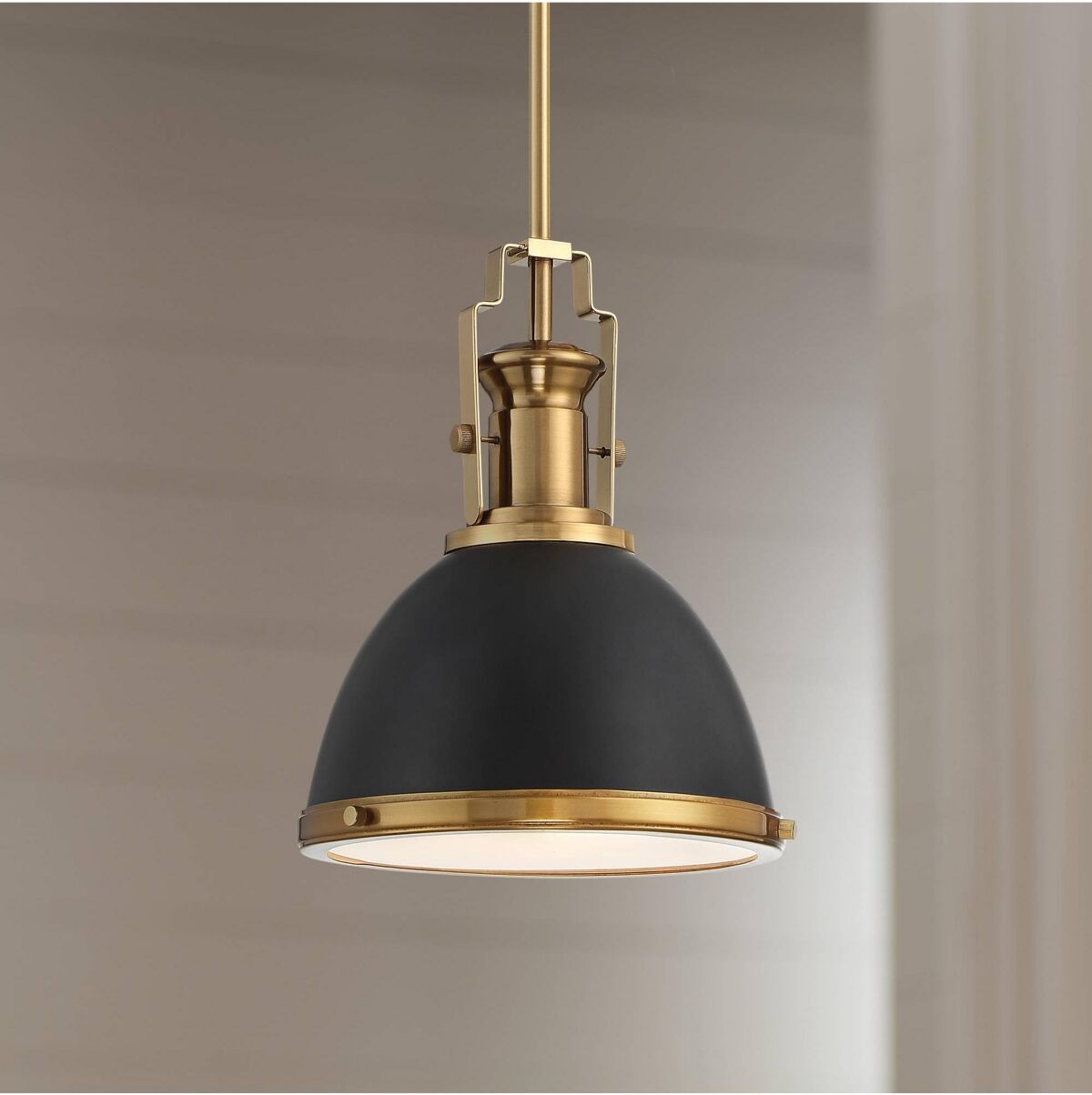 Possini Euro Design Memphis Black Burnished Brass Gold Mini Pendant Light 9 3/4