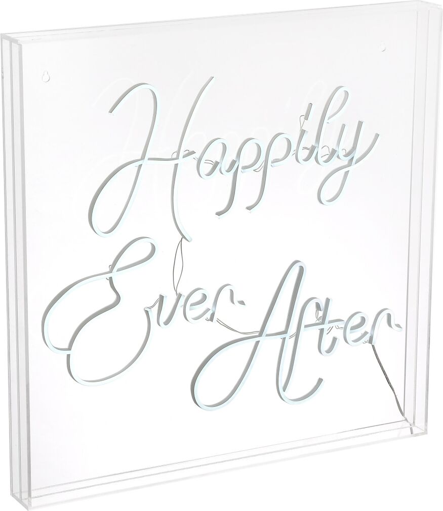 Jonathan Y Happily Ever After Square Contemporary Glam Acrylic Box Usb Operated Led Neon Light - White