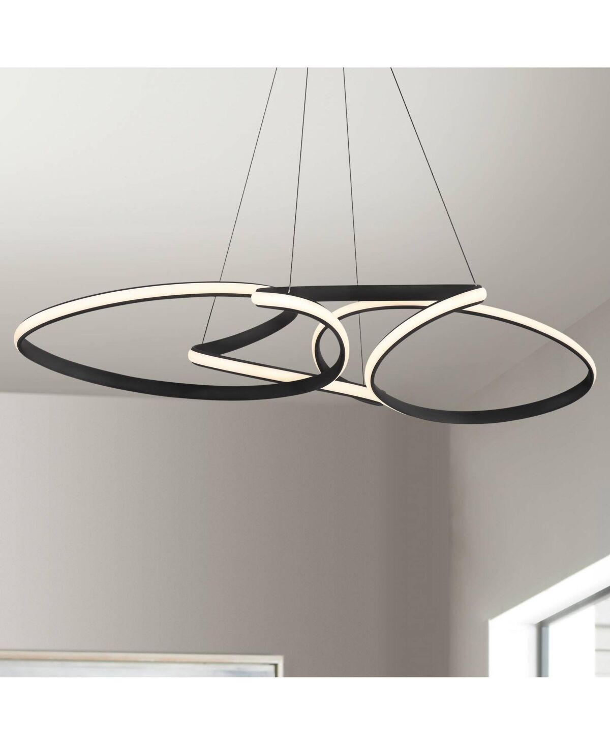 Possini Euro Design Helix Sand Black Multi-Ring Ceiling Pendant Light 39 1/2