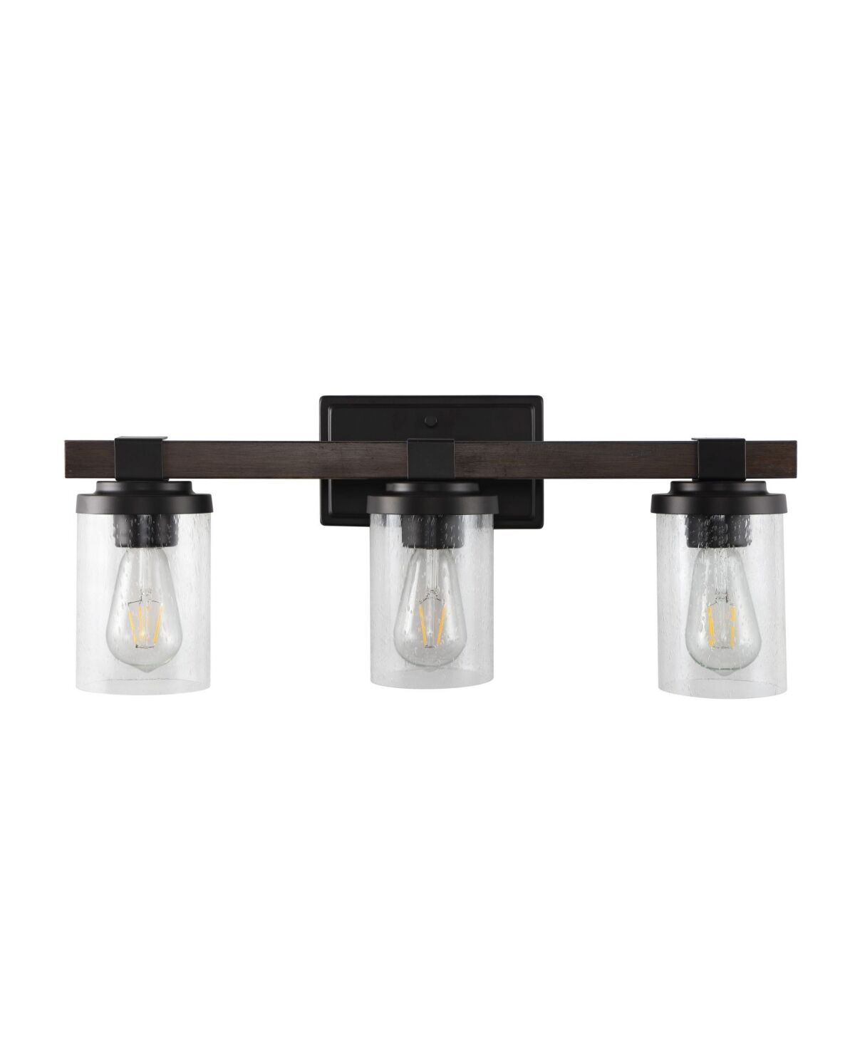 Jonathan Y Bungalow Iron/Seeded Glass Rustic Farmhouse Led Vanity Light - Oil rubbed bronze