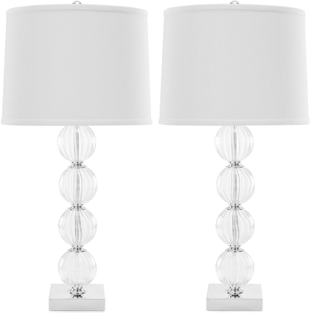 Safavieh Set of 2 Amanda Black Crystal Glass Globe Lamps - White