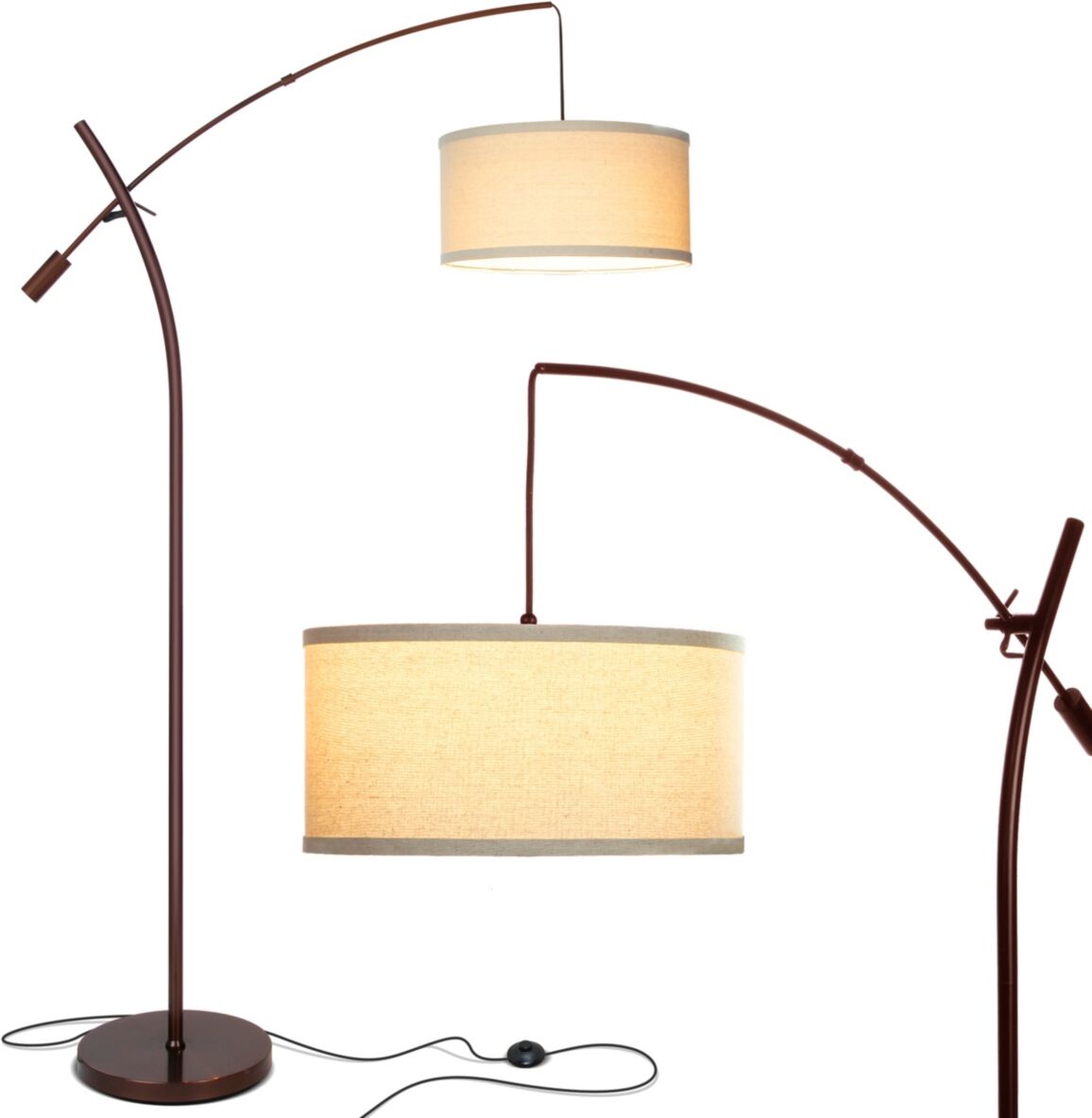 Brightech Grayson Led Contemporary Arc Floor Lamp with Adjustable Arm - Bronze