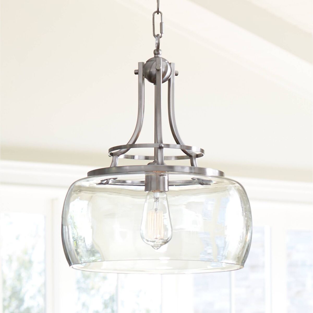 Franklin Iron Works Charleston Brushed Nickel Hanging Pendant Lighting 13.5