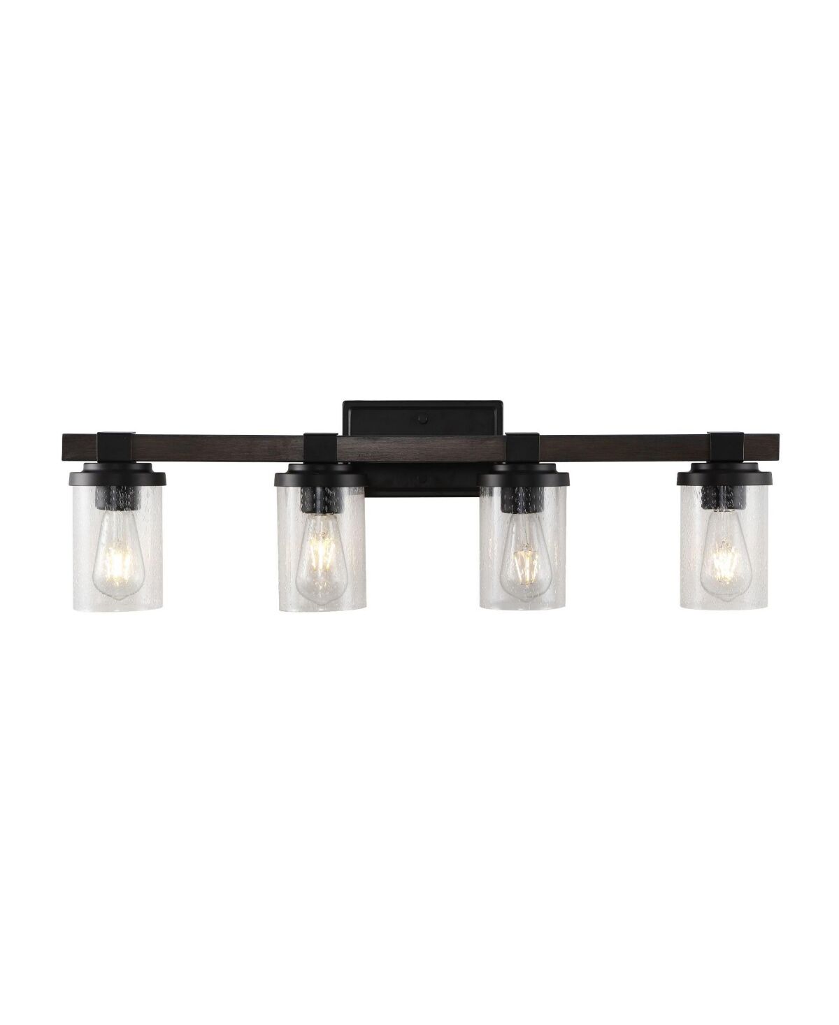 Jonathan Y Bungalow Iron/Seeded Glass Rustic Farmhouse Led Vanity Light - Oil rubbed bronze