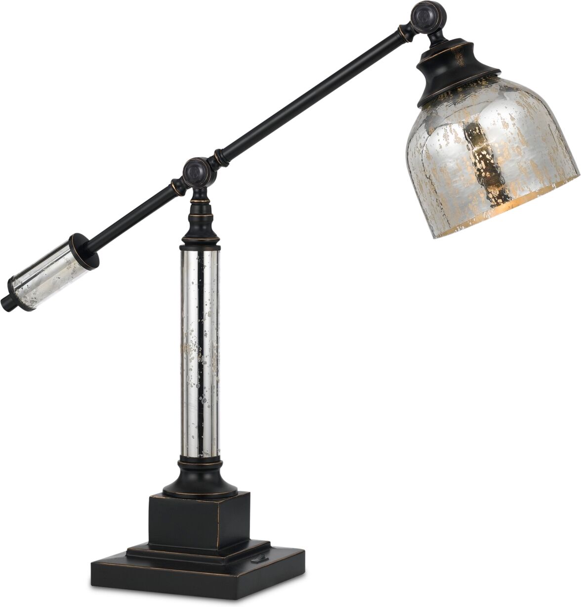 Cal Lighting Metal Desk Lamp with Glass Shade - Dark Bronze