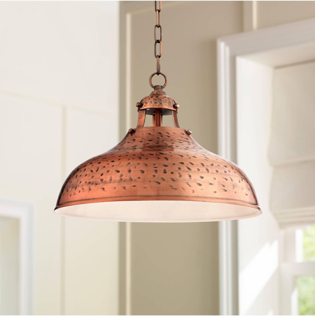 Franklin Iron Works Essex Dyed Copper Pendant Light Fixture 16