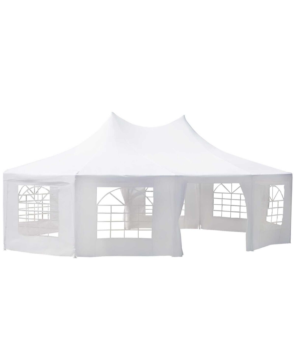 Outsunny 29.2'x21.3' Large 10-Wall Event Wedding Gazebo Canopy Tent with Open Floor Design & Weather Protection, White - White