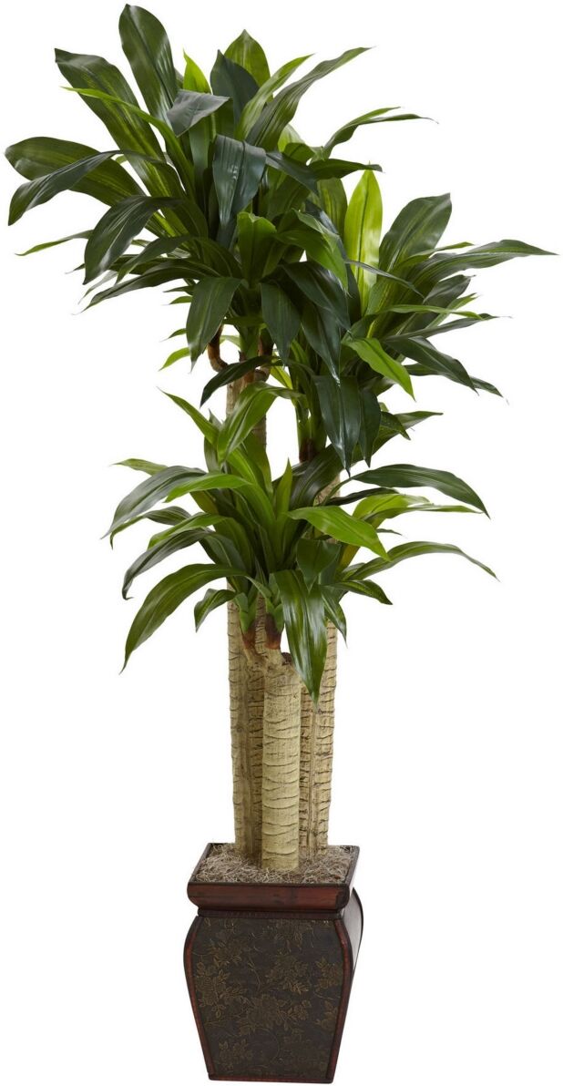 Nearly Natural 4.5' Cornstalk Dracaena Real Touch Artificial Plant in Vase - Green