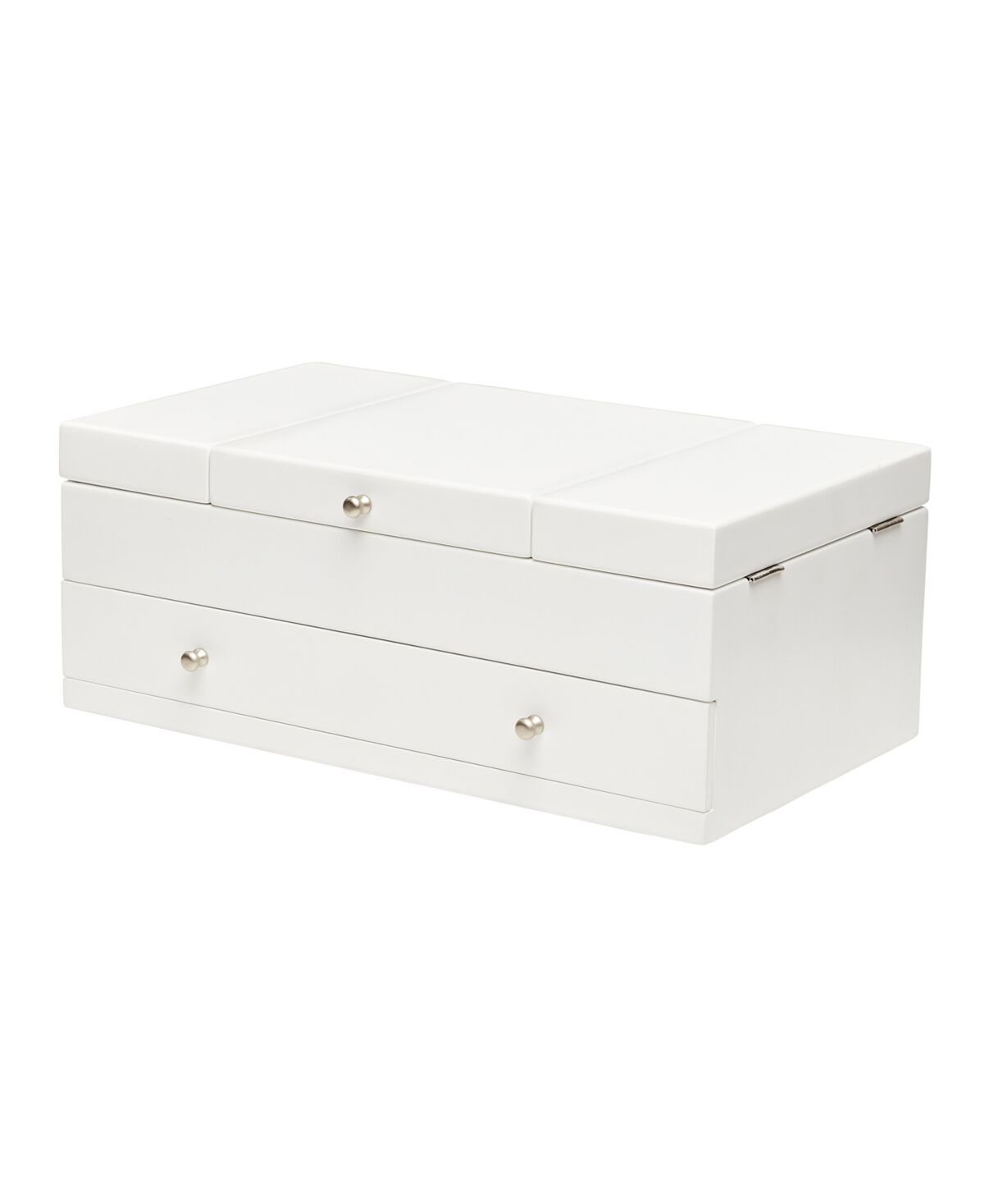 Mele & Co. Everly Wooden Triple Lid Jewelry Box - White