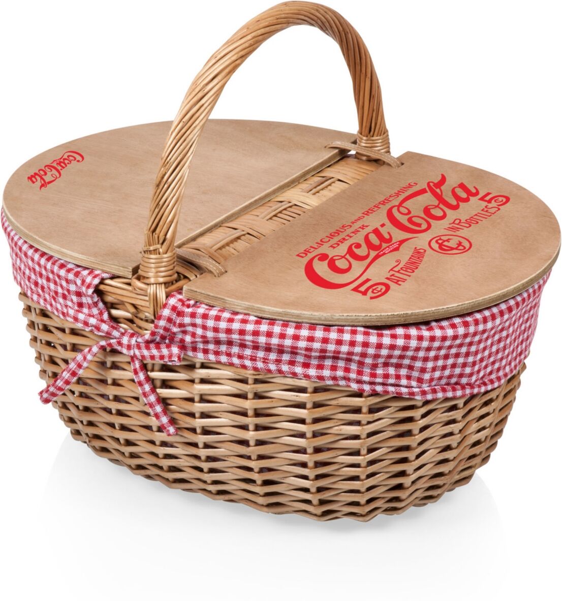 Picnic Time Coca-Cola Country Picnic Basket - Red White Gingham Pattern