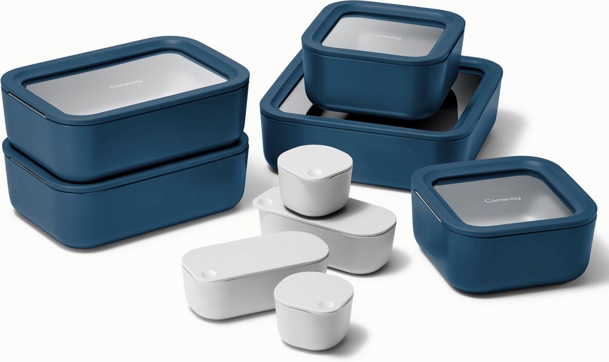 Caraway 14 Piece Glass Food Storage Set - Navy