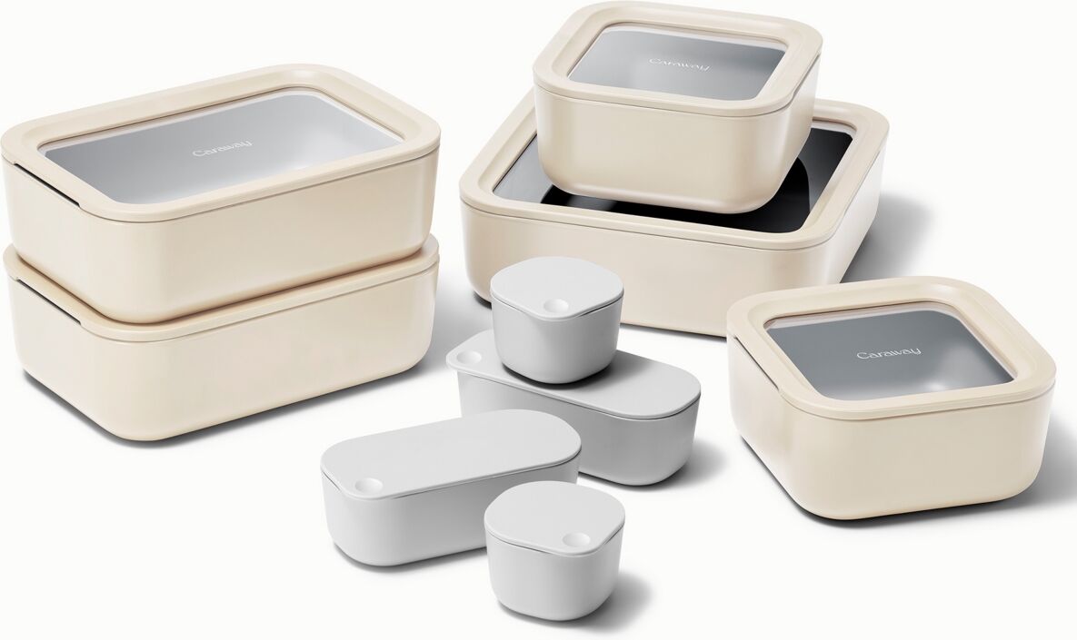 Caraway 14 Piece Glass Food Storage Set - Cream