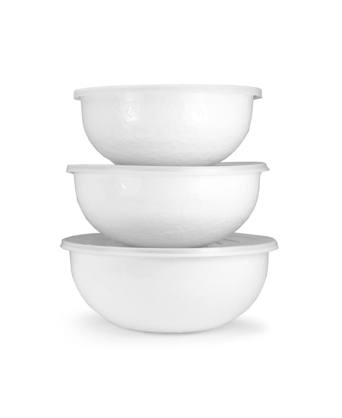 Golden Rabbit Solid White Enamelware Collection Mixing Bowls, Set of 3 - White