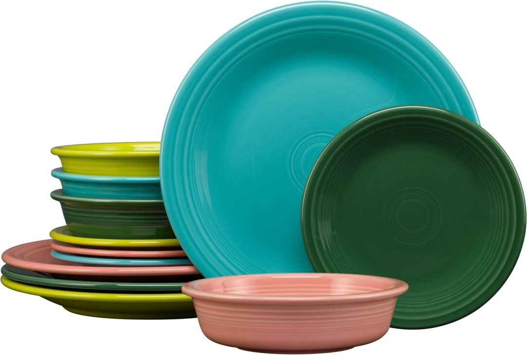 Fiesta Tropical Mixed Colors 12-Pc Classic Dinnerware Set, Service for 4 - Open Tropi