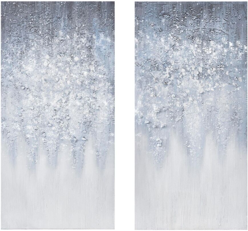 Madison Park Winter Glaze Heavy Textured Canvas with Glitter Embellishment 2-Pc Set - Blue/white