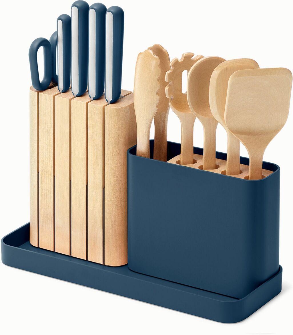 Caraway Stainless Steel 14 Piece Knife and Utensil Set - Navy