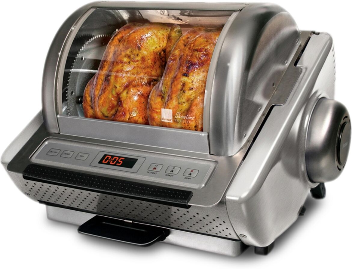 Ronco Ez-Store Rotisserie Oven, Large Capacity (15lbs) Countertop Oven, Multi-Purpose Basket for Versatile Cooking, Digital Controls & Compact Storage