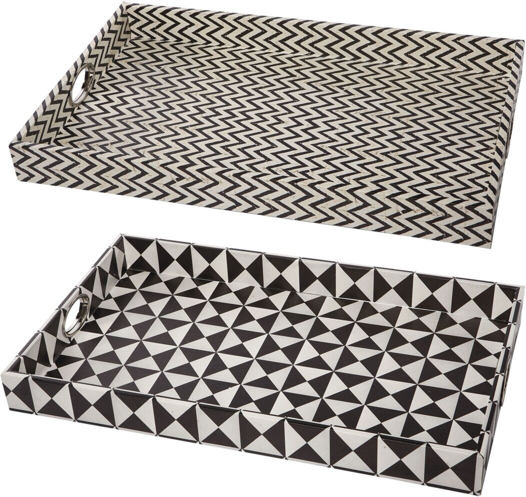 Ab Home Hanley Geometric Trays, Set of 2 - Black