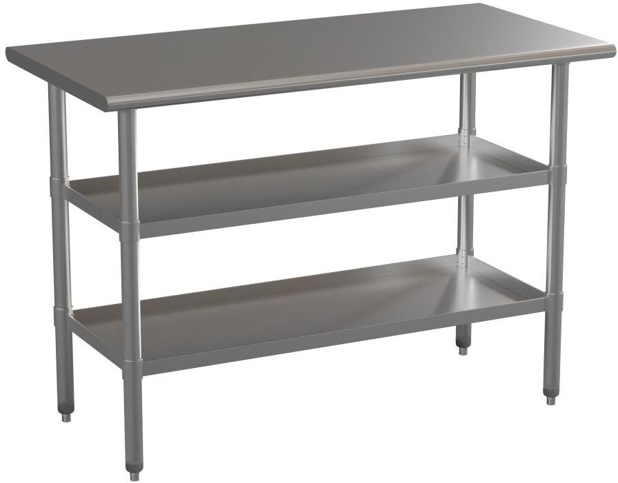 Emma+oliver Nsf Certified Stainless Steel 18 Gauge Work Table With 2 Undershelves - Stainless steel